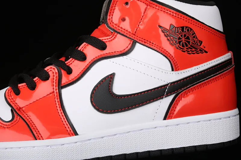 All categories Air Jordan Jordan series basketball shoes Air Jordan 1 Mid Air Jordan 1 Mid AJ1 Joe 1 patent leather orange Zhongbang basketball shoes DD6834-802
